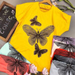 تاپ زنانه طرح نگین و چاپ 3 پروانه