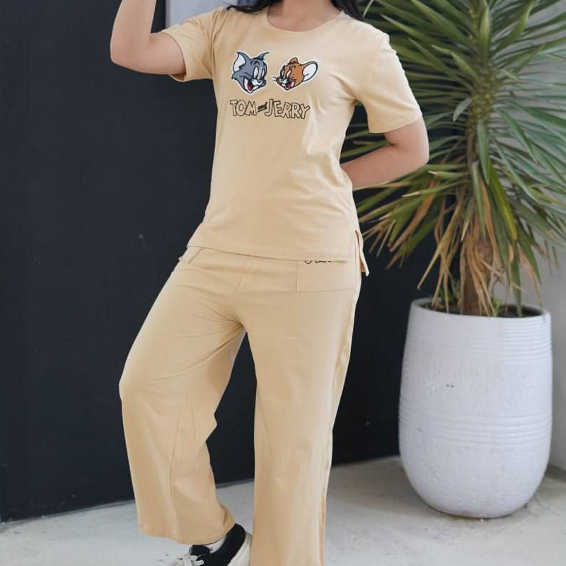 ست تیشرت شلوار گلدوزی تام و جری