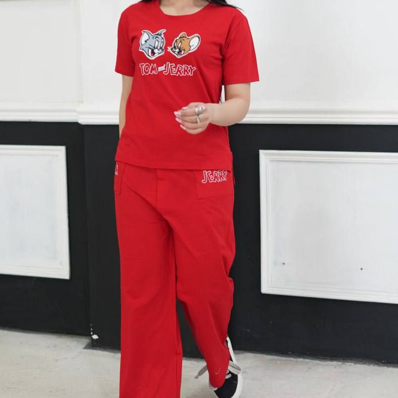 ست تیشرت شلوار گلدوزی تام و جری