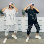 ست تیشرت و شلوار لانگ طرح رخ