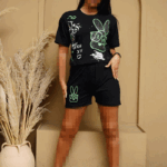 ست کراپ‌ شورت طرح خرگوش نگینی