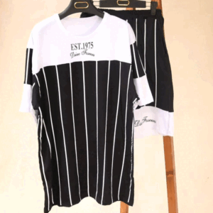 ست تیشرت شلوارک لانگ راه راه