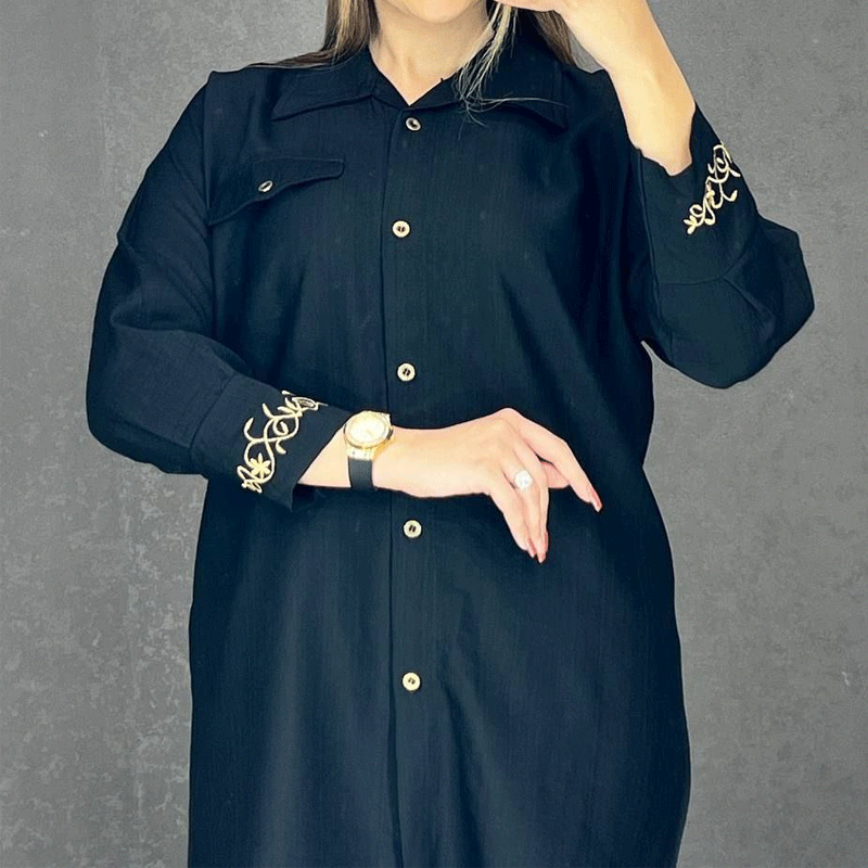 مانتو قواره دار آستین گلدوزی