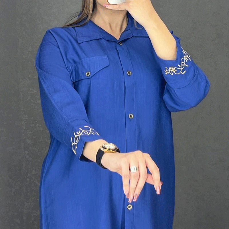 مانتو قواره دار آستین گلدوزی