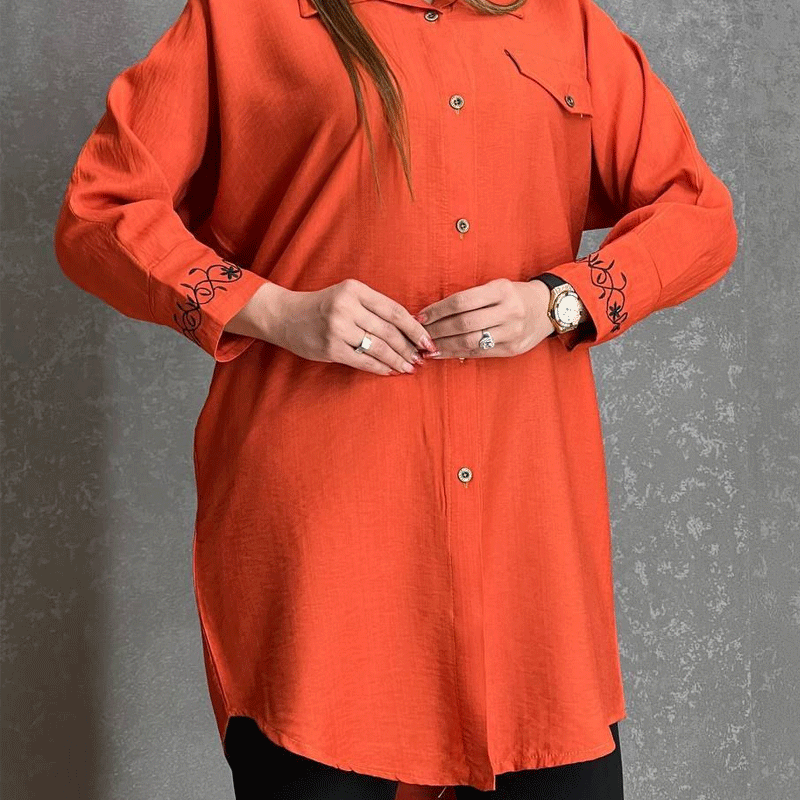 مانتو قواره دار آستین گلدوزی