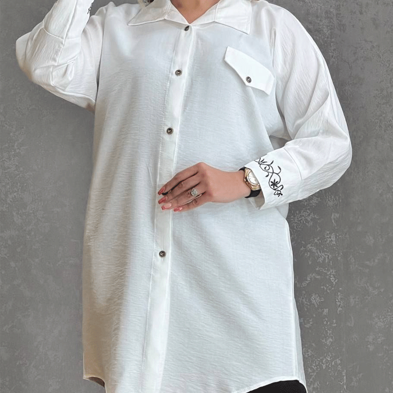 مانتو قواره دار آستین گلدوزی