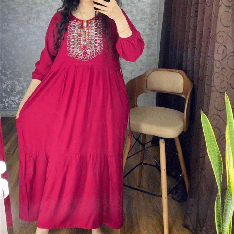 پیراهن ساحلی نخی شست شده گرم پایین