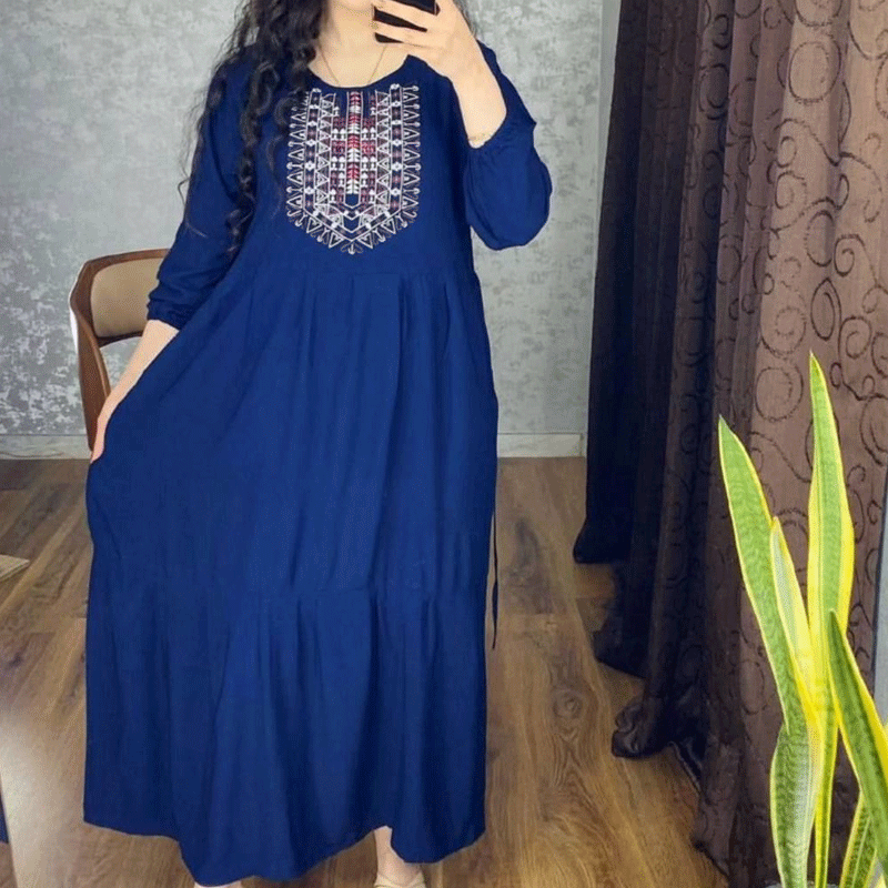 پیراهن ساحلی نخی شست شده گرم پایین