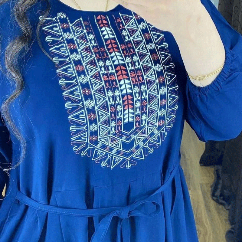 پیراهن ساحلی نخی شست شده گرم پایین