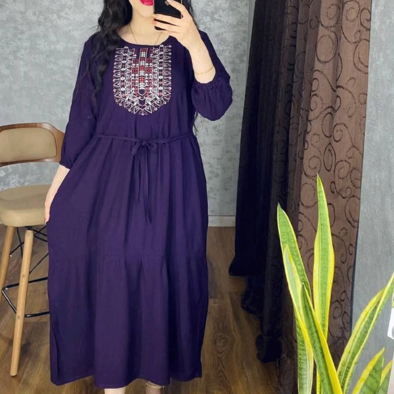 پیراهن ساحلی نخی شست شده گرم پایین