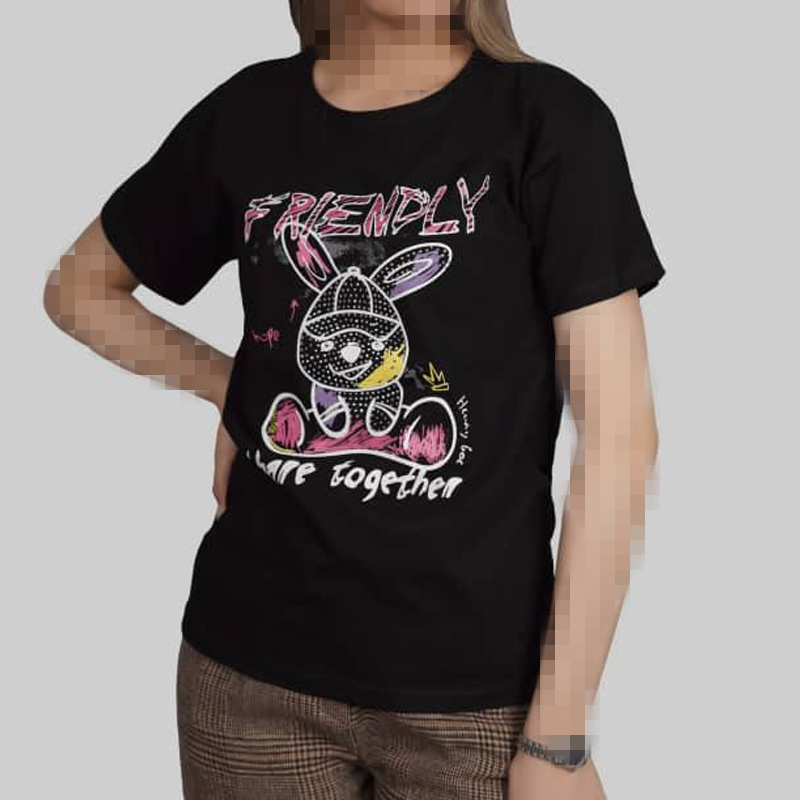 تیشرت خرگوش چاپ و نگین (پک 4 عددی)