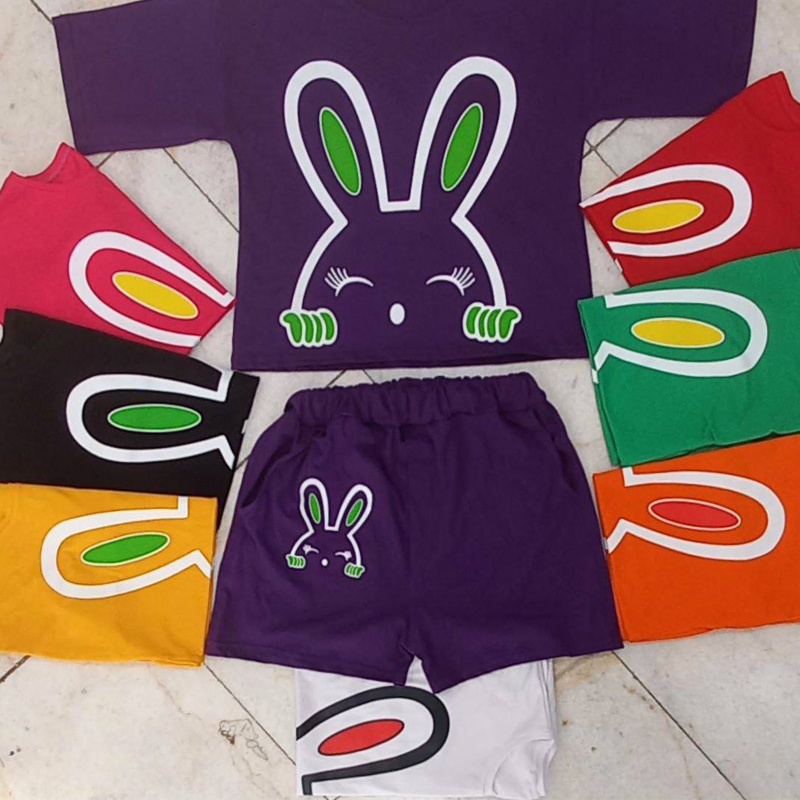 ست کراپ شورت طرح خرگوش (پک 7 عددی)