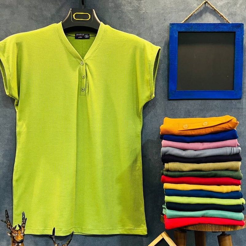 تیشرت یقه هفت ۳ دکمه(پک5 عددی)