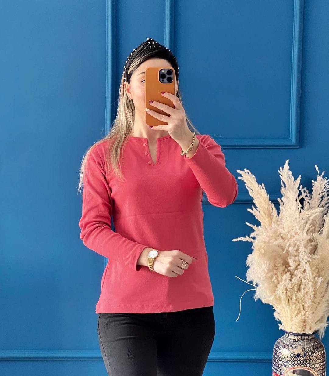 بلوز یقه V سه دکمه(پک 6عددی)