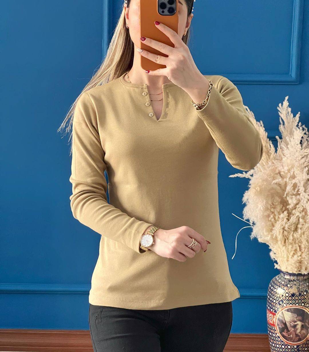 بلوز یقه V سه دکمه(پک 6عددی)