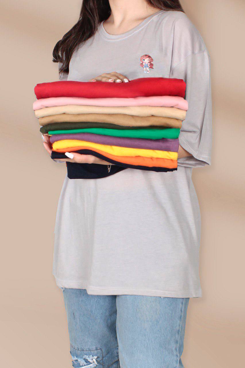 تیشرت لانگ چاپ میکس دختر کوچولو (پک 6عددی)