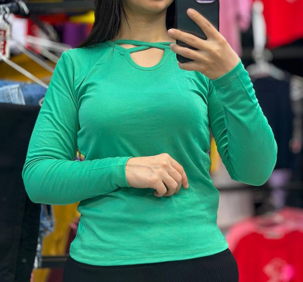 بلوز آستین دار یقه ضربدری (پک 6 عددی)