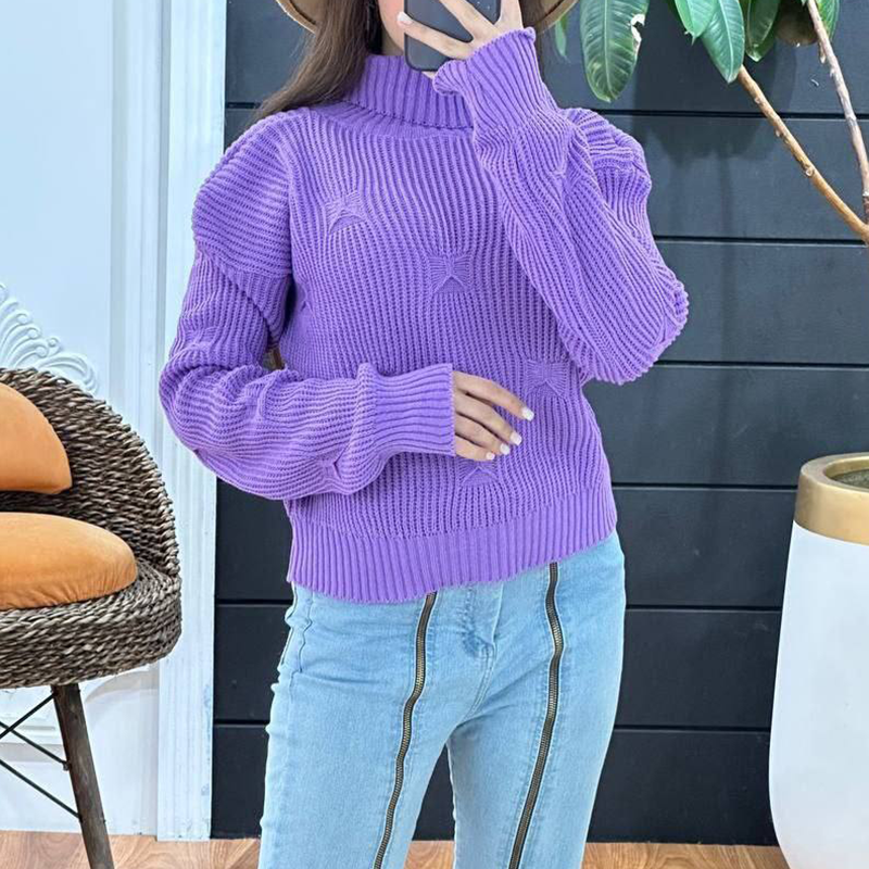 بلوز بافت یقه اسکی طرح پروانه (پک6 عددی)