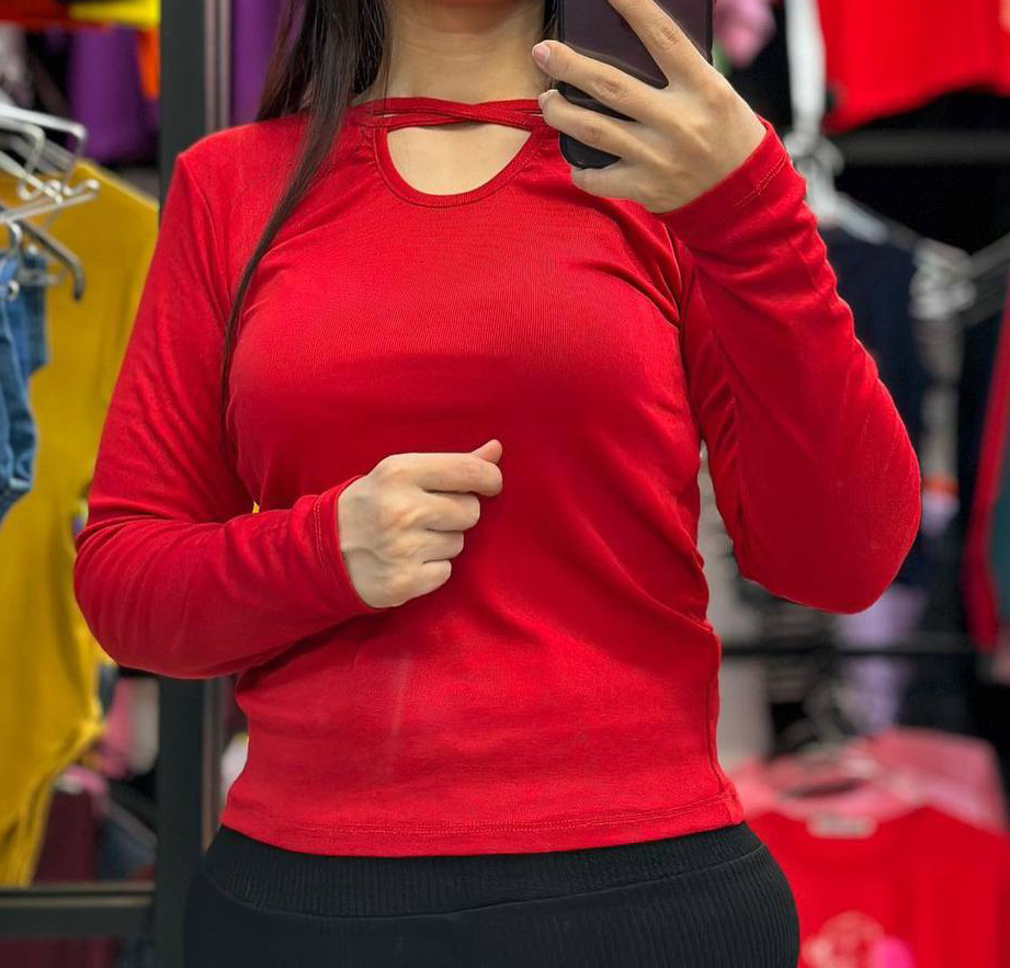 بلوز آستین دار یقه ضربدری (پک 6 عددی)