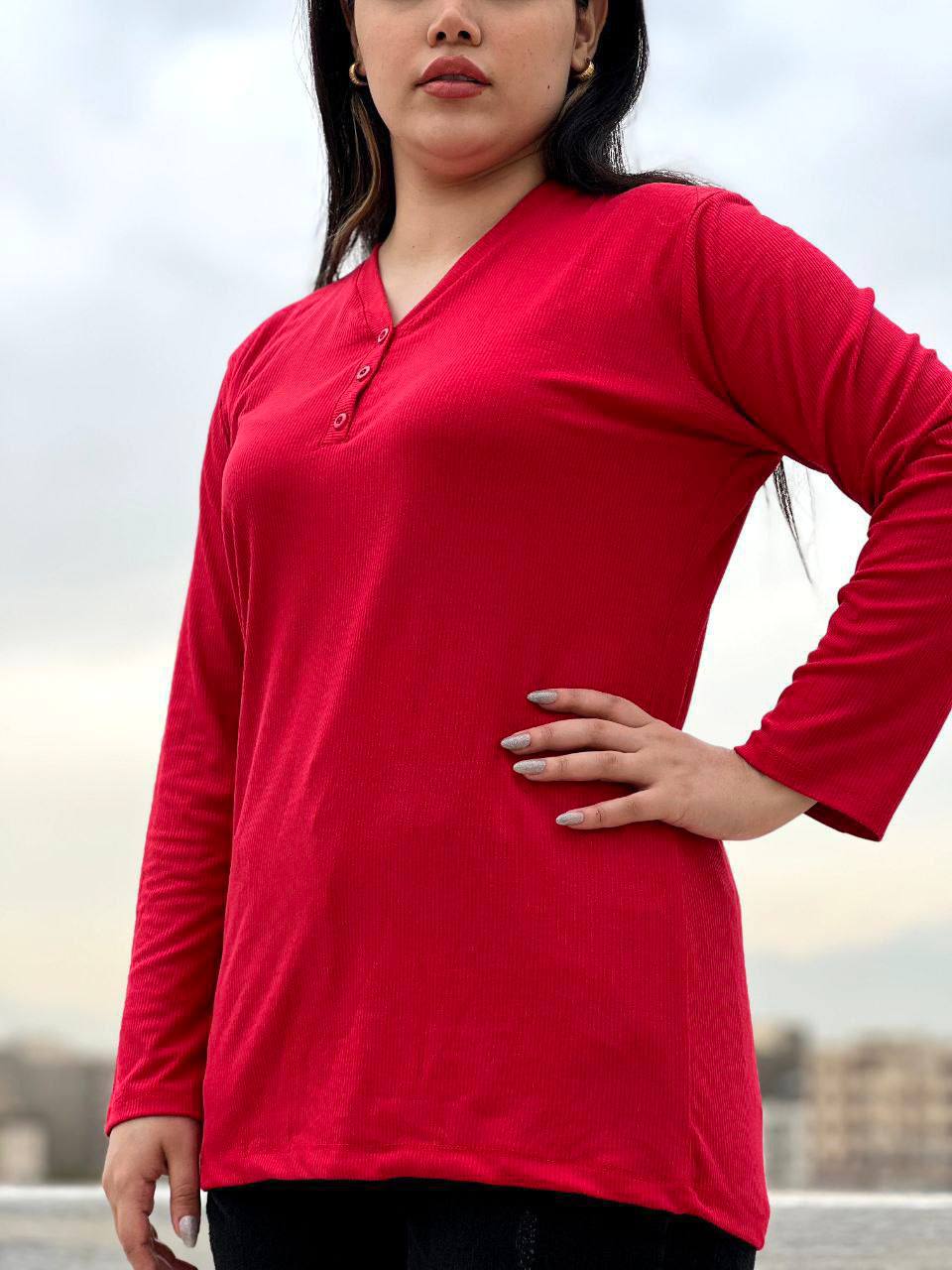 بلوز آستین بلند یقه هفت ۳ دکمه (پک 5 عددی)