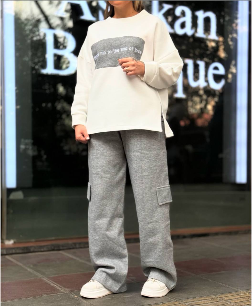 ست بلوز آستین بلند و شلوار کارگو (پک 3 عددی)