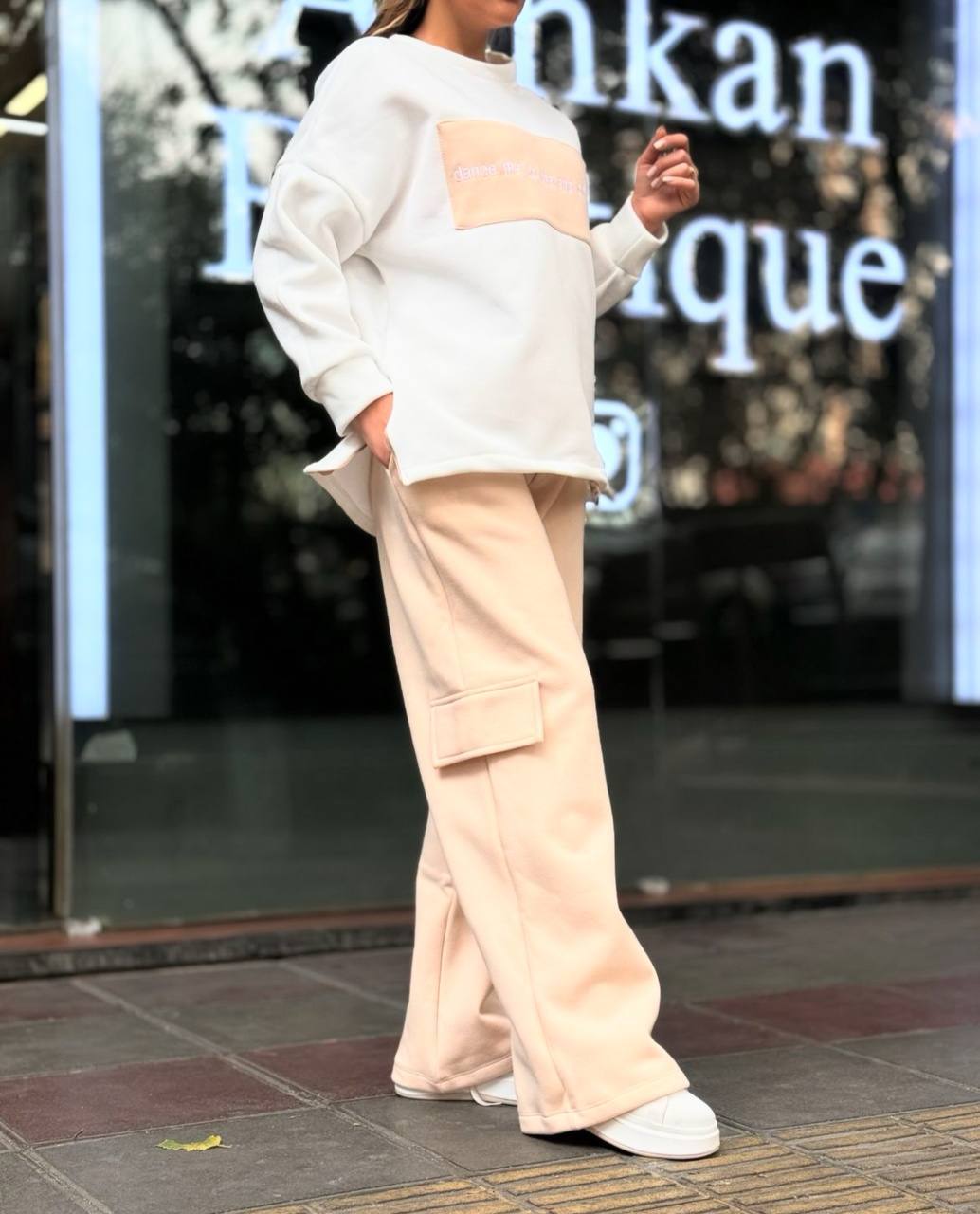 ست بلوز آستین بلند و شلوار کارگو (پک 3 عددی)