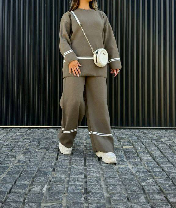 ست بافت تونیک شلوار پایین خط(پک5 عددی)