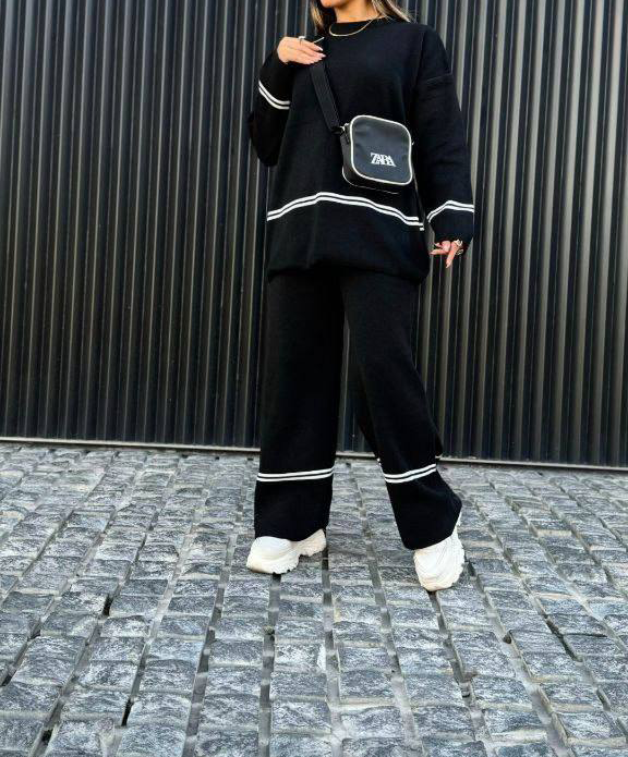 ست بافت تونیک شلوار پایین خط(پک5 عددی)