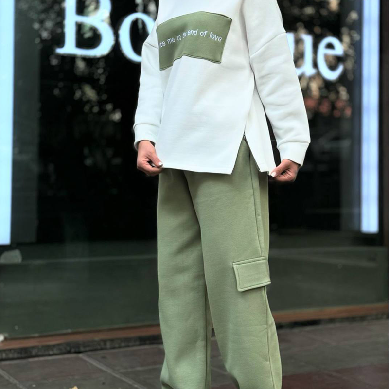 ست بلوز آستین بلند و شلوار کارگو (پک 3 عددی)