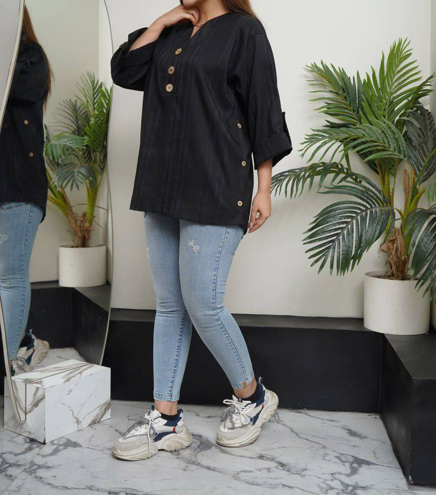 تونیک مانتویی مراکشی دکمه نما (پک 4 عددی)