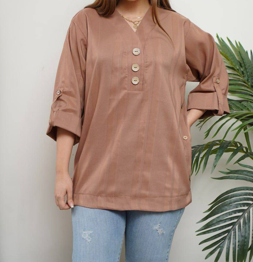 تونیک مانتویی مراکشی دکمه نما (پک 4 عددی)