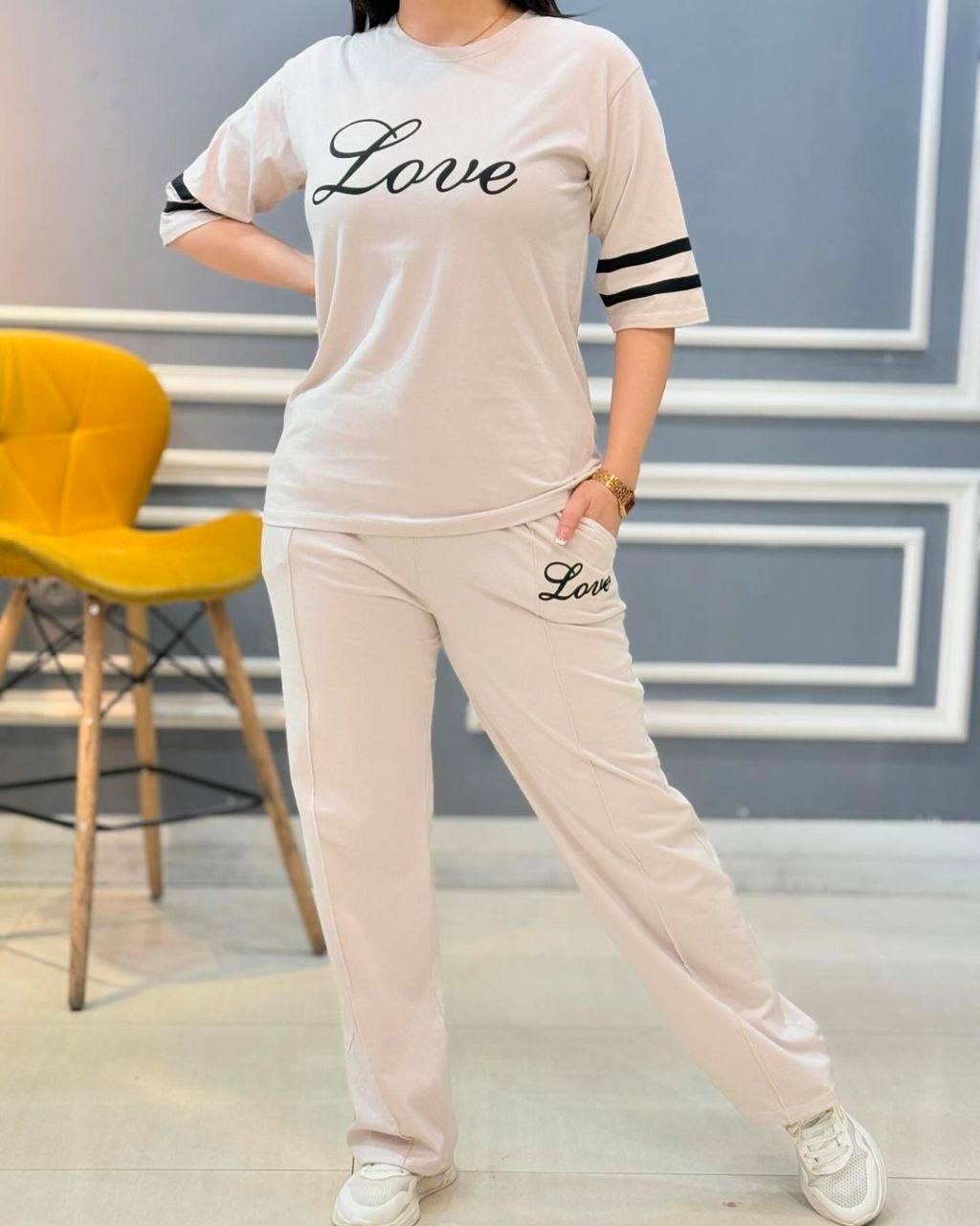 ست تیشرت و شلوار بگ love (پک 5 عددی)