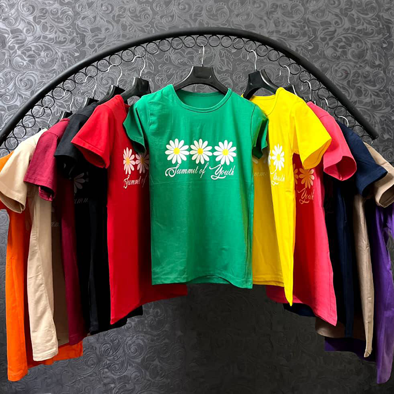 تیشرت چاپ بابونه (پک 6 عددی)