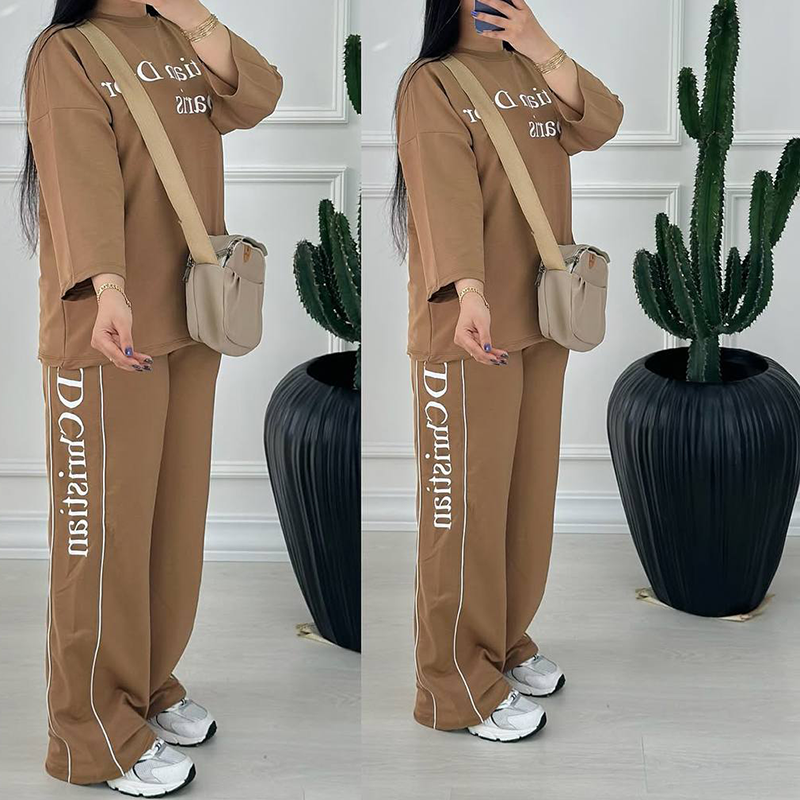 ست تیشرت و شلوار بگ مغزی دوزی دیور (پک 4 عددی)