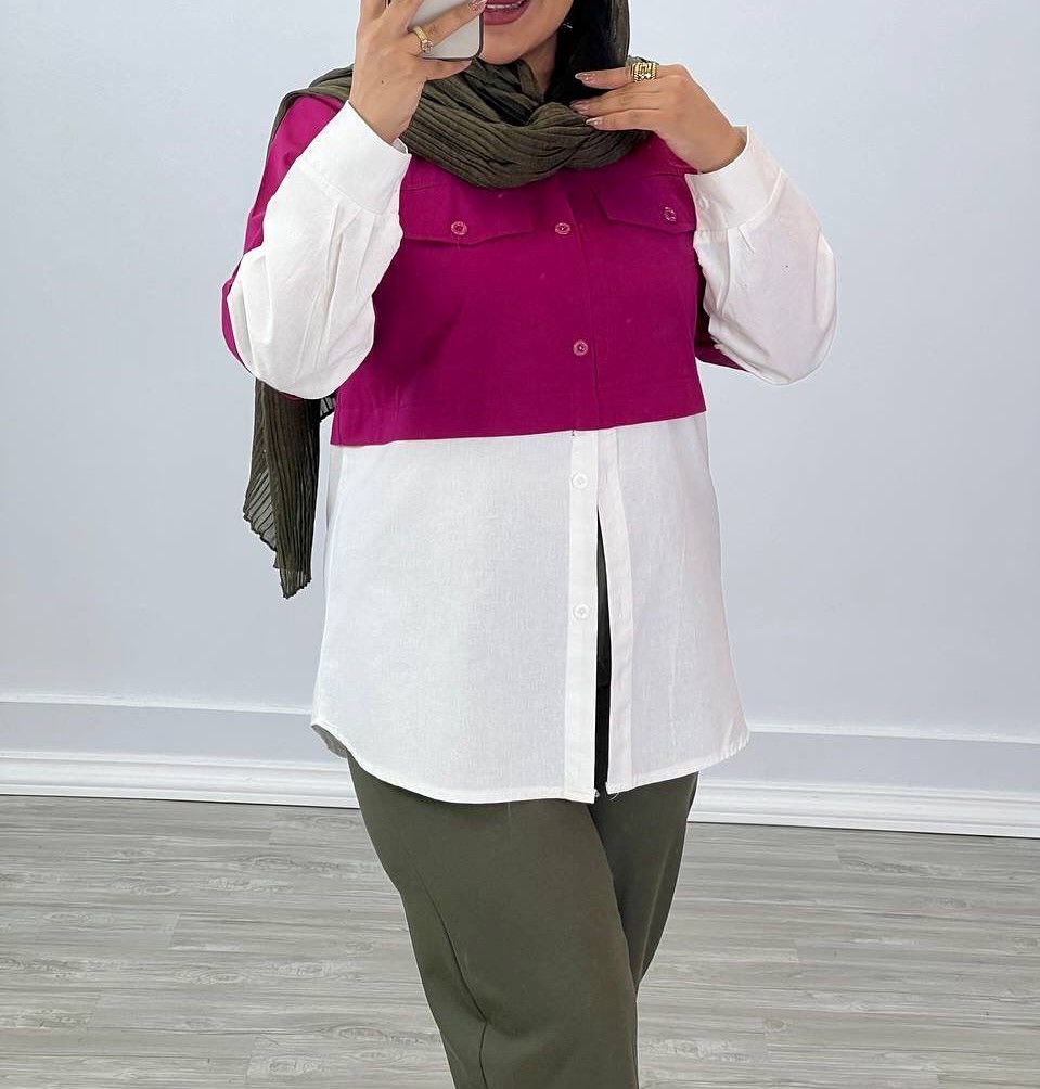 مانتو 2جیب ،پایین سفید (پک 4 عددی)