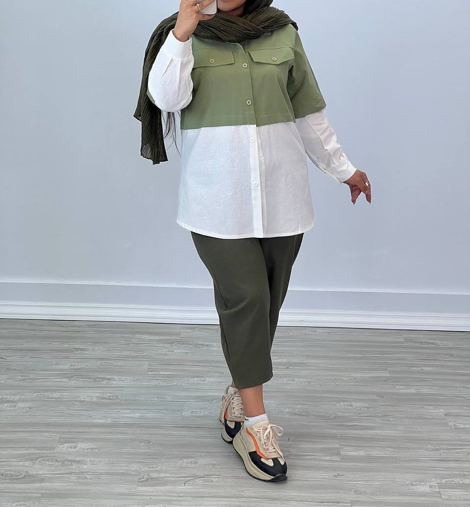 مانتو 2جیب ،پایین سفید (پک 4 عددی)