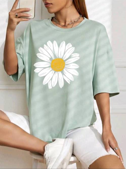 تیشرت لانگ چاپ آفتابگردان (پک 7 عددی)