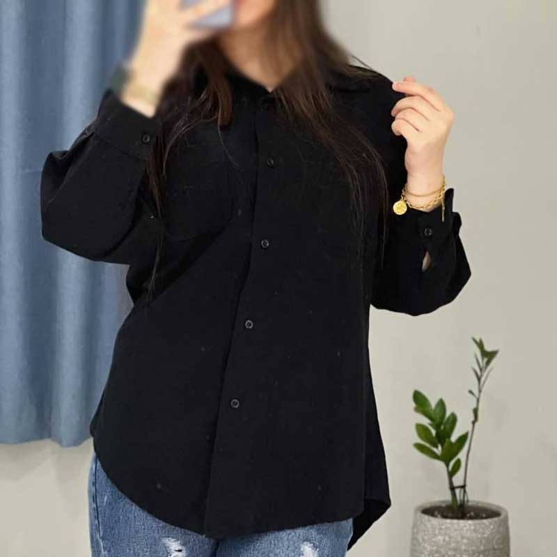 شومیز پیراهنی ساده تک جیب (پک 4 عددی)