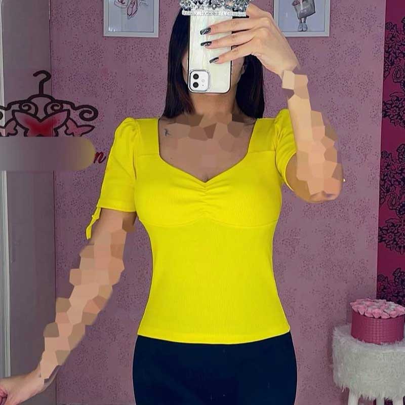 تیشرت یقه دلبری آستین گتخور (پک 7 عددی)