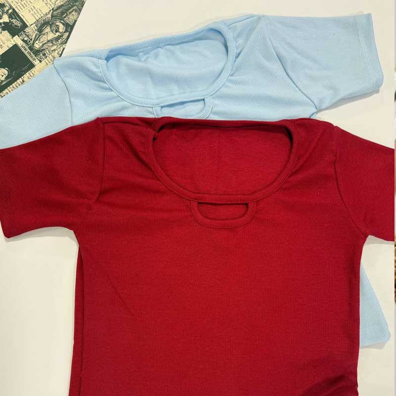 تیشرت پیش یقه خالی (پک 6 عددی)