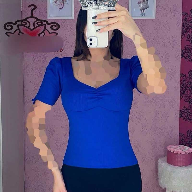 تیشرت یقه دلبری آستین گتخور (پک 7 عددی)