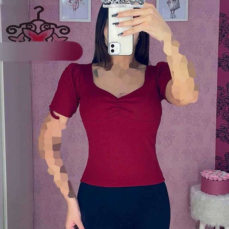 تیشرت یقه دلبری آستین گتخور (پک 7 عددی)