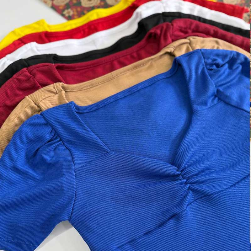 تیشرت یقه دلبری آستین گتخور (پک 7 عددی)