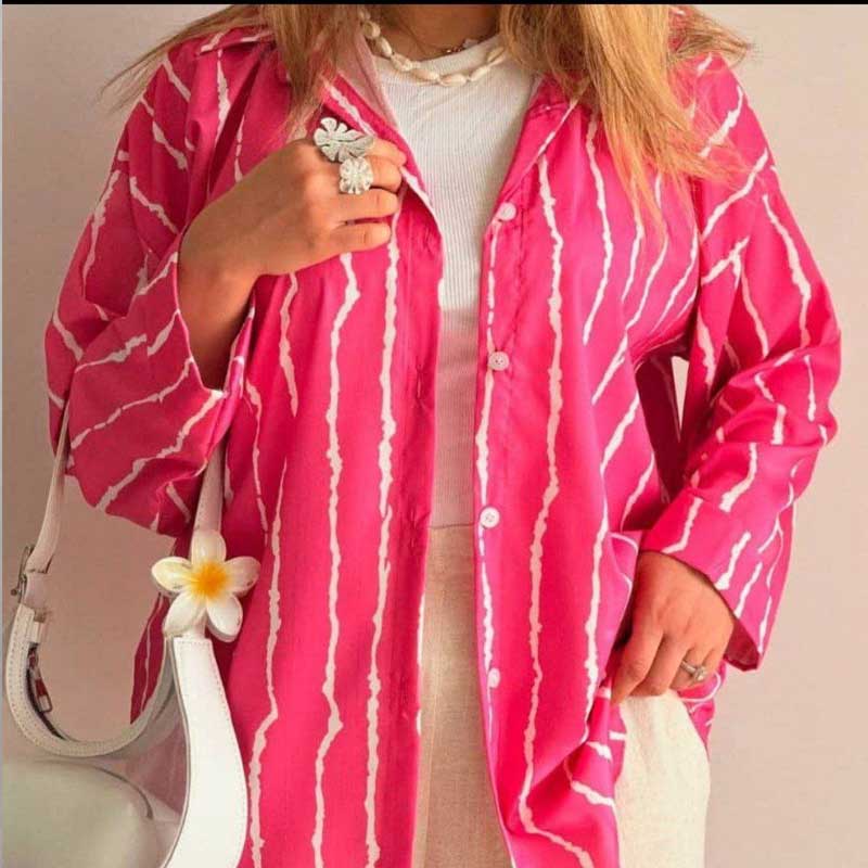 شومیز جلو دکمه پری خط ریز کد 2 (پک 5 عددی)