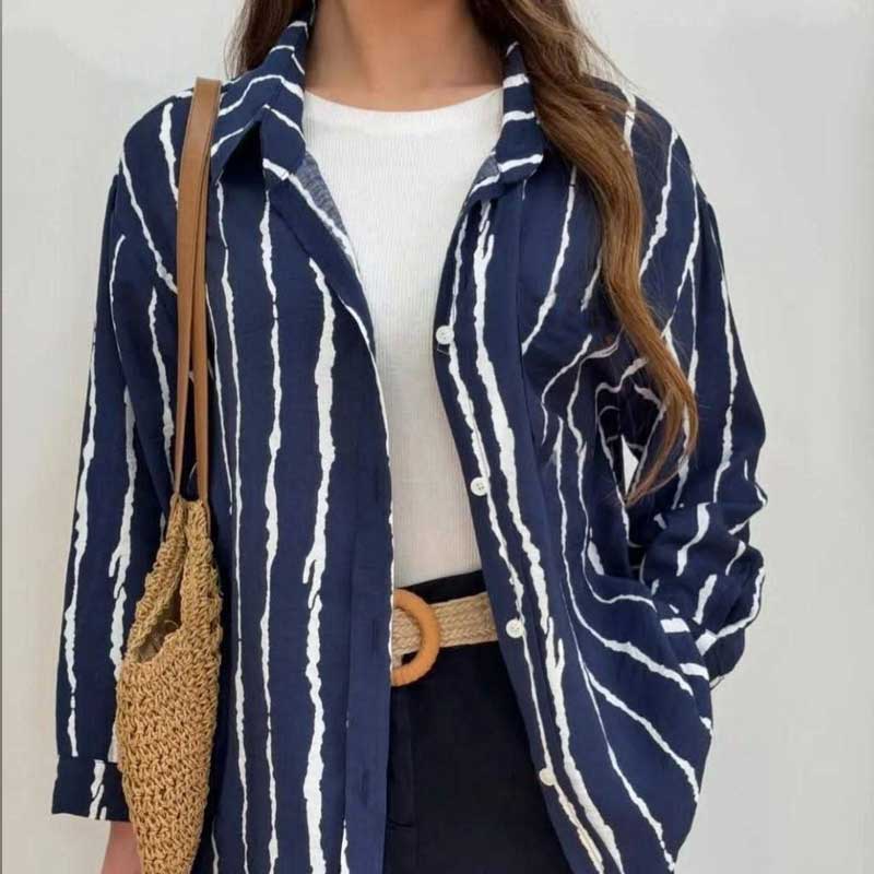 شومیز جلو دکمه پری خط ریز کد 2 (پک 5 عددی)