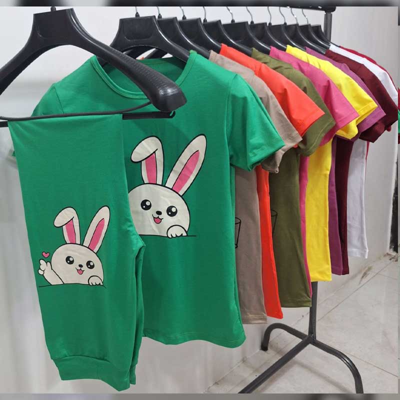 تیشرت شلوارک(چاپ خرگوش) (پک 5 عددی)