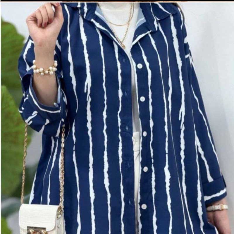 شومیز جلو دکمه پری خط ریز کد 2 (پک 5 عددی)