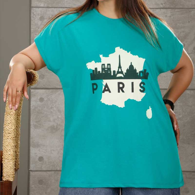 تیشرت لانگ چاپ پاریس دو طرح (پک 12 عددی)