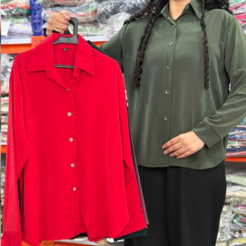 شومیز جلو دکمه الیزه گرم بالا (پک 6 عددی)