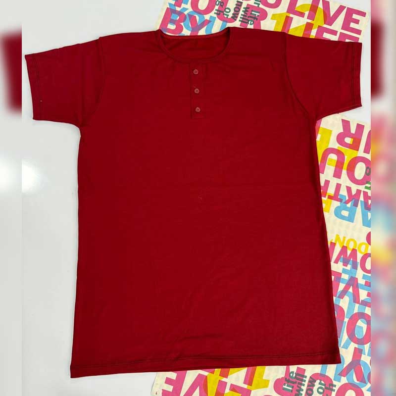 تیشرت جلو ۳دکمه قواره بزرگ (پک 6 عددی)